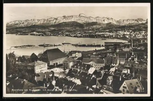 AK Konstanz am Bodensee, Gesamtansicht mit Kreuzlingen und Säntis