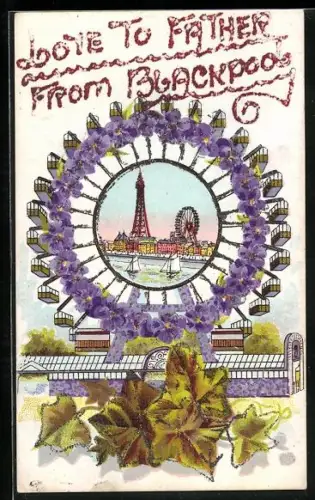 Künstler-AK Blackpool, View from the Ocean, Ferris Wheel