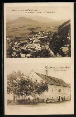 AK Wörschach, Gasthof zum Paul-Wirt, Teilansicht