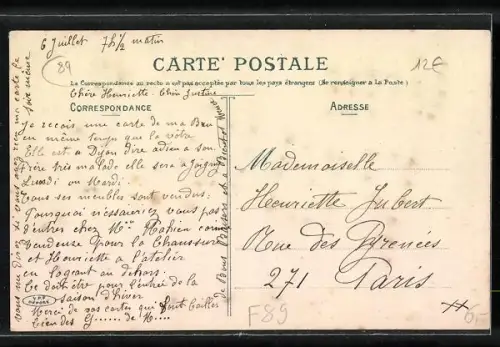 Künstler-AK Joigny, Une Pensée de Joigny