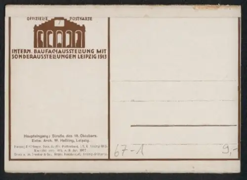 Künstler-AK Leipzig, Internationale Baufach-Ausstellung 1913