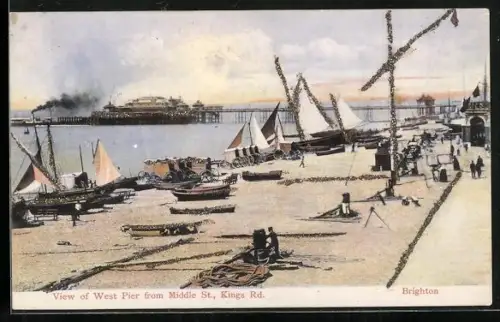 AK Brighton, View of West Pier from Middle Street
