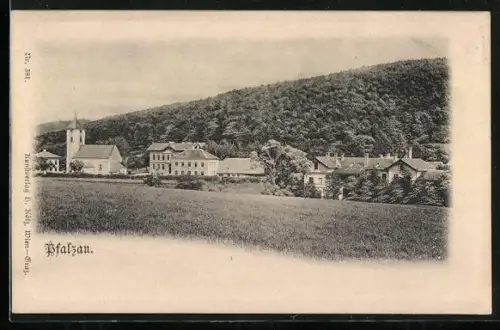 AK Pfalzau, Ortsansicht mit Kirche