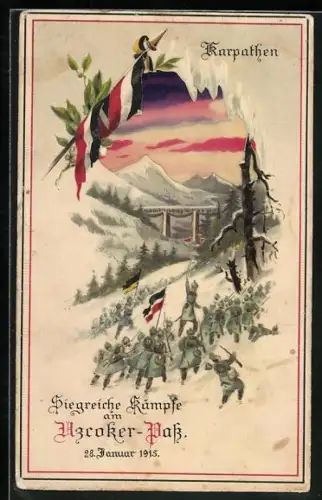 AK Karpathen, Siegreiche Kämpfe am Uzroker-Pass, 28. Januar 1915, Halt gegen das Licht