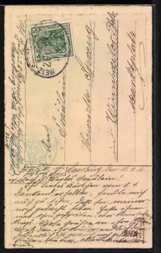 Künstler-AK Lille, Deutsche Truppen erobern die Stadt, Lodernde Brände, Halt gegen das Licht