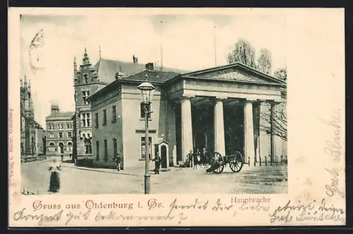 AK Oldenburg i. Gr., Hauptwache mit Kanone