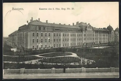 AK Bautzen, Kaserne des 3. Hus. Reg. Nr. 20