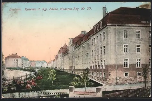 AK Bautzen, Kaserne d. Kgl. Sächs. Husaren-Reg. Nr. 20