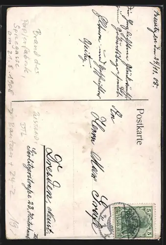 AK Bautzen, Brand der Papierfabrik