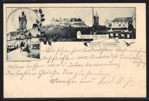 Vorläufer-AK Coburg, 1893, Veste Coburg mit Eingang und Innenhof