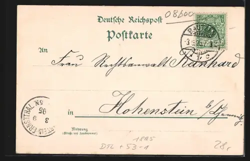 Vorläufer-Lithographie Bautzen, 1895, Ortenburg mit Spreethal, Marien und Marthen-Kirche