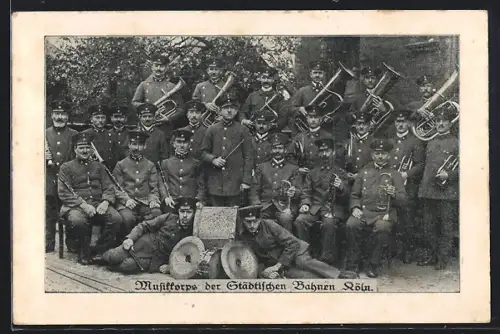 AK Köln, Musikkorps der Städtischen Bahnen, Gruppenbild, Strassenbahn