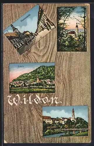 AK Wildon, Platzansicht, Pfarrkirche, Brücke