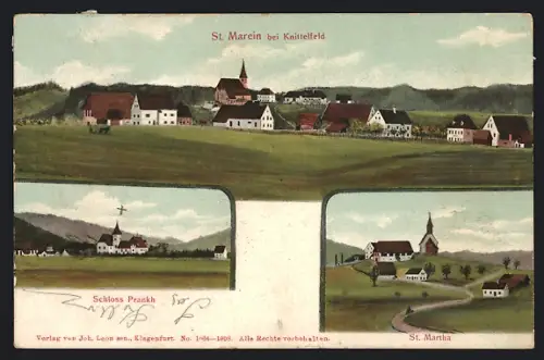 AK St. Marein bei Knittelfeld, Teilansicht, Schloss Prankh, Kirche St. Martha