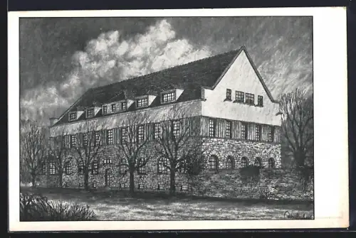 Künstler-AK Leoben, Jugendheim Glückauf d. Elternvereinigung des christl.-deutschen Jugendbundes