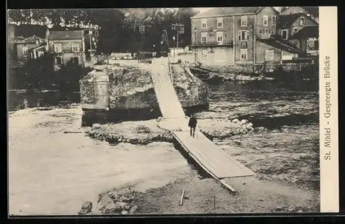 AK St. Mihiel, gesprengte Brücke