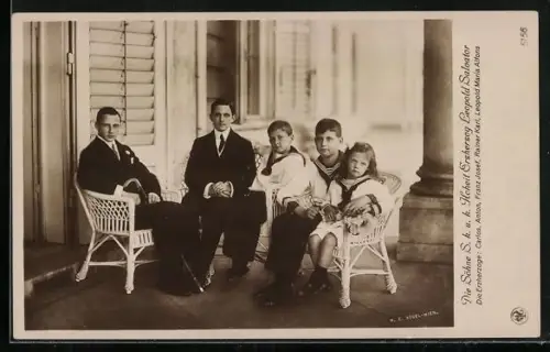 AK Die Söhne S. k. u. k. Hoheit Erzherzog Leopold Salvator von Österreich, Die Erzherzoge Carlos, Anton & Franz Josef