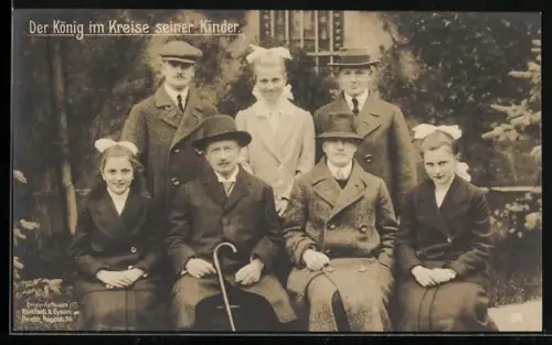 AK König Friedrich August III. von Sachsen im Kreise seiner Familie