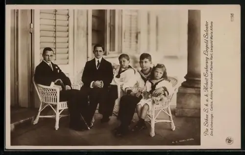 AK Die Söhne S. k. u. k. Hoheit Erzherzog Leopold Salvator von Österreich, Die Erzherzoge Carlos, Anton & Franz Josef