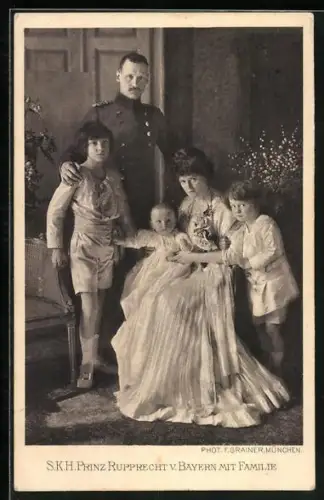 AK S. K. H. Prinz Rupprecht v. Bayern mit Familie