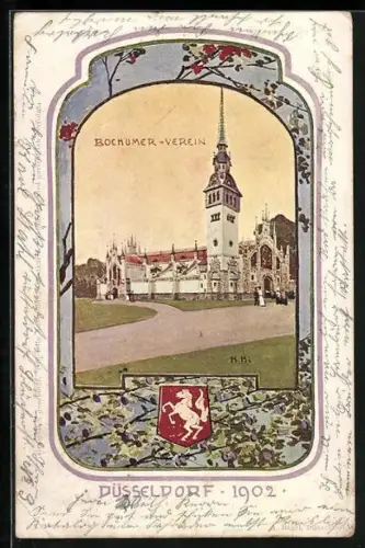 Künstler-AK Düsseldorf, Ausstellung 1902, Bochumer-Verein, Wappen