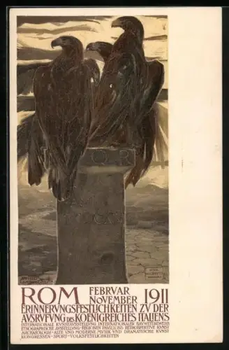 AK Rom, Internationale Ausstellung 1911, Adler auf Säule