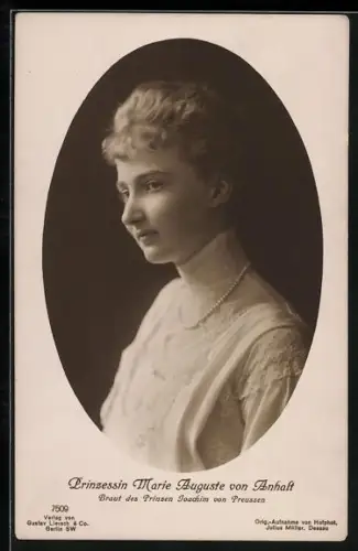 AK Portrait von Prinzessin Marie Auguste von Anhalt, Gemahlin von Prinz Joachim von Preussen
