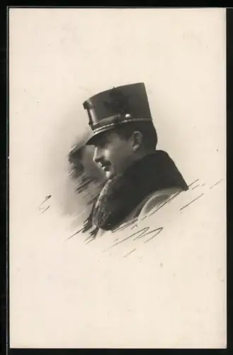 AK Kaiser Karl I. von Österreich, Profilportrait