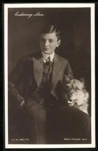 AK Erzherzog Max von Österreich mit Hund