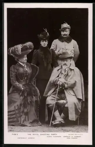 AK The Royal Shooting Party, deutsches und englisches Königspaar