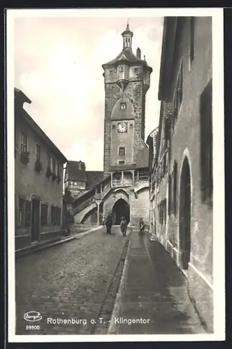 AK Rothenburg o. T., Strassenpartie am Klingentor