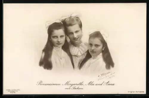 AK Prinzessinnen Margarethe, Alix und Anna von Sachsen