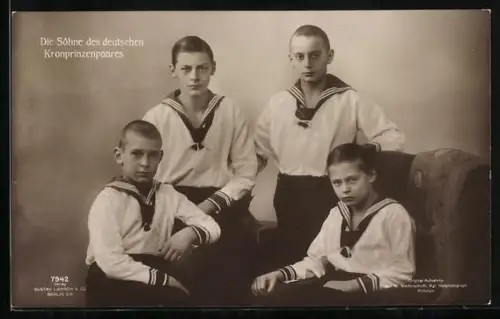 AK Die Söhne des Kronprinzenpaares in Matrosenanzügen