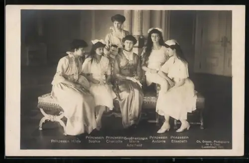 AK Grossherzogin Marie Adelheid von Luxemburg und Prinzessinnen Hilda und Elisabeth