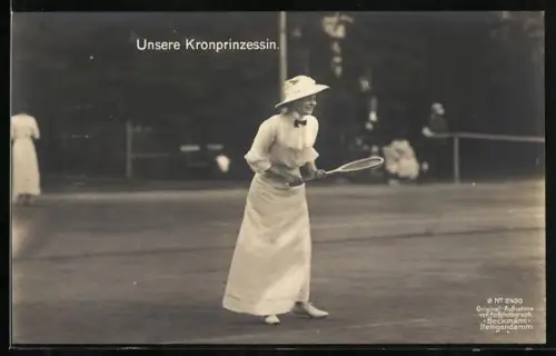 AK Kronprinzessin Cecilie auf dem Tennisplatz