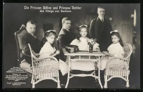 AK Die Prinzensöhne die Die Prinzess Töchter des Königs von Sachsen