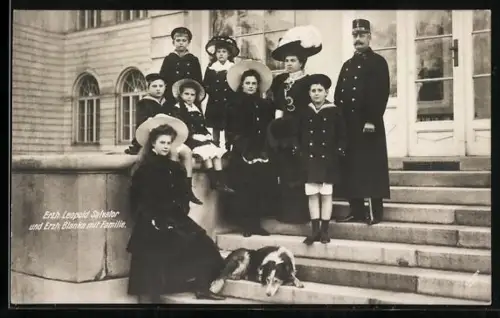AK Erzherzog Leopold Salvator und Erzherzog Blanka mit Familie