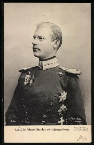 AK Portrait Prince Charles de Hohenzollern in Uniform