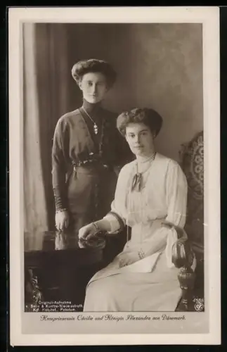 AK Kronprinzessin Cäcilie mit Königin Alexandra von Dänemark