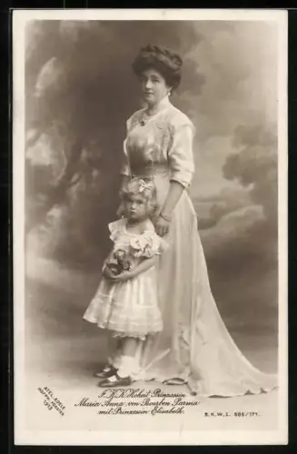 AK Prinzessin Maria Anna von Bourbon Parma mit Prinzessin Elisabeth von Österreich