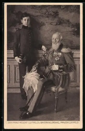AK S.K.H. Prinzregent Luitpold v. Bayern mit seinem Urenkel Prinzen Luitpold