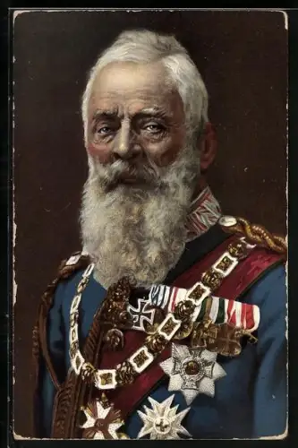 AK Prinzregent Luitpold in Unifor mit Orden, Eisernes Kreuz