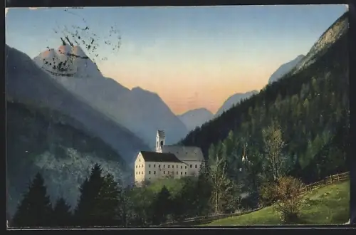 AK St. Georgenberg /Tirol, Ortsansicht mit Bergspitzen