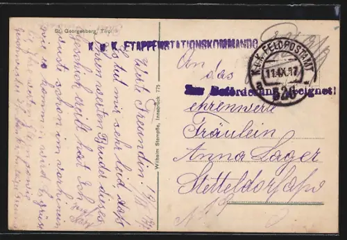 AK St. Georgenberg /Tirol, Ortsansicht mit Bergspitzen