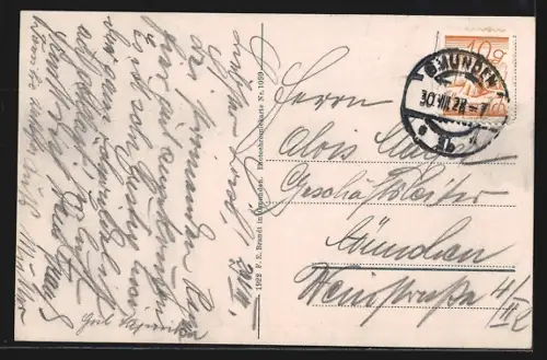 AK Gmunden, Stadtansicht vom Hochkogl aus