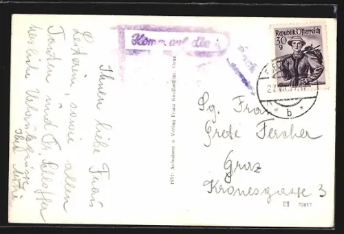 AK Pack, Packer Stausee mit Gasthaus Seewirt aus der Vogelschau