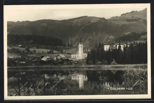 AK Goldegg, Uferpartie mit Kirche