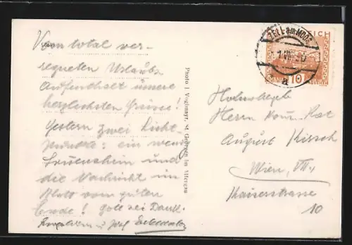 AK Zell am Moos, Gewässerpartie mit Blick zum Ort