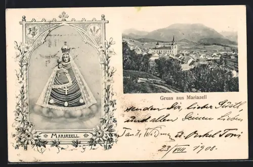 AK Mariazell, Ortsansicht und Gnadenbild