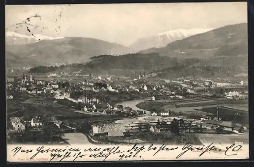 AK Leoben, Totalansicht aus der Vogelschau
